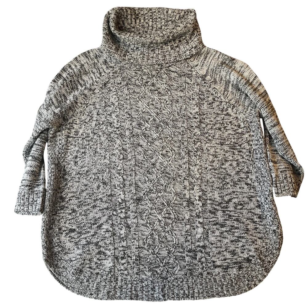 Jason Maxwell Women Sweatshirt Size 2X Gray Cable Knit Long Sleeve Turtleneck